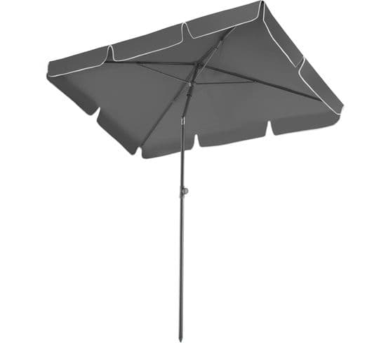 Parasol Vanessa 200 X 125 Cm Réglable En Hauteur Et Inclinable - Gris