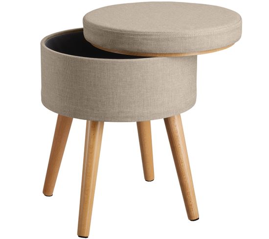 Tabouret Avec Coffre De Rangement Yara Aspect Lin Transformable - Sable