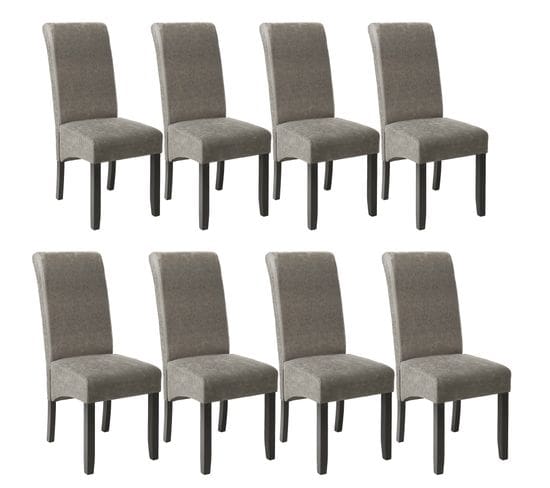 Lot De 8 Chaises Aspect Cuir - Gris Marbré