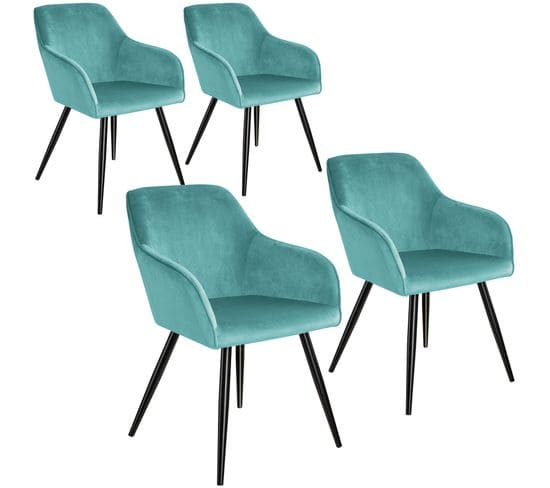 4 Chaises Marilyn Design En Velours Style Scandinave - Turquoise/noir