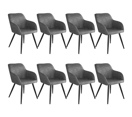 8 Chaises Marilyn Tissu  - Gris/noir