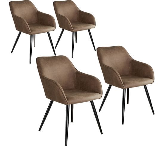 4 Chaises Marilyn Tissu  - Brun-noir