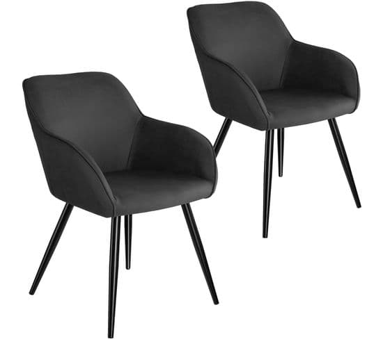 2 Chaises Marilyn Tissu  - Anthracite-noir