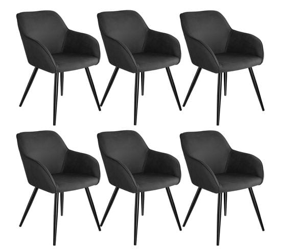 6 Chaises Marilyn Tissu  - Anthracite-noir