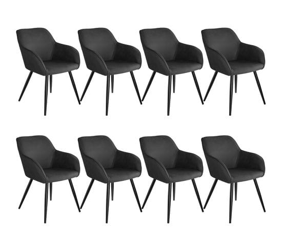 8 Chaises Marilyn Tissu  - Anthracite-noir