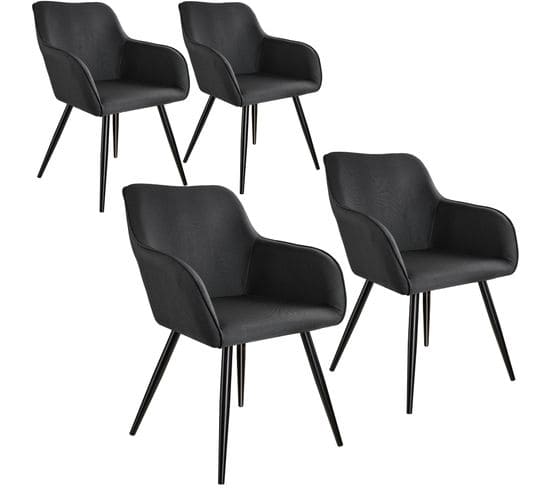 4 Chaises Marilyn Aspect Lin Noir - Noir