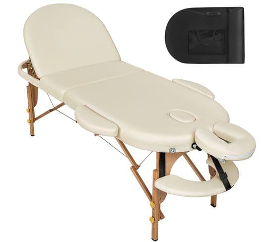 Table De Massage Sawsan 3 Zones Avec Rembourrage De 5cm Et Châssis En Bois - Beige