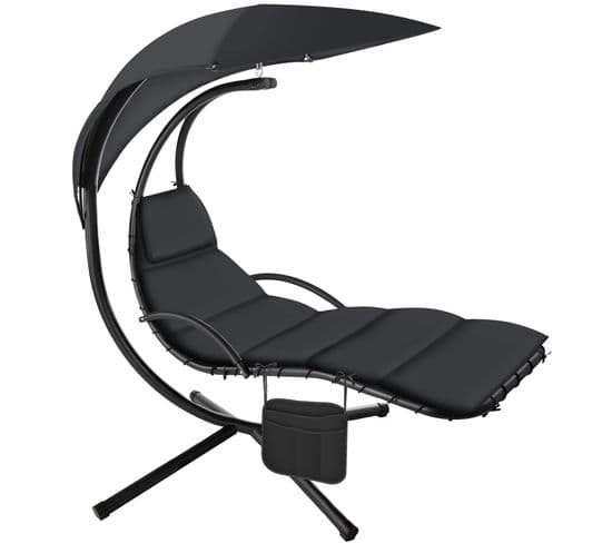 Fauteuil Suspendu Elaria Avec Pare-soleil Et Poche Latérale - Noir