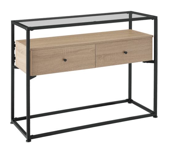 Table Console Reading 101,5x41,5x80,5cm - Bois Clair Industriel, Chêne Sonoma