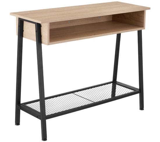 Table Console Tralee 100x35x80,5cm - Bois Clair Industriel, Chêne Sonoma