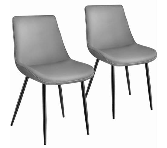 Lot De 2 Chaises De Salle À Manger Monroe Aspect Velours - Gris