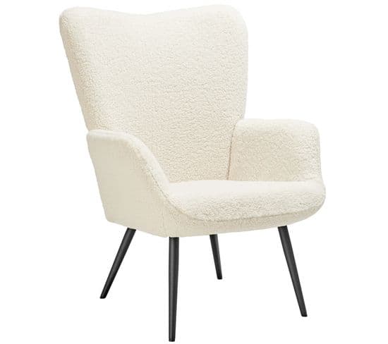 Fauteuil Hygge Rembourré, Tissu Bouclette, Charge Maximale 150 Kg