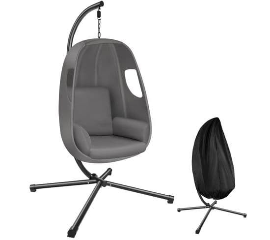 Fauteuil Suspendu Anika Avec Support Et Coussin 160kg - Gris Anthracite