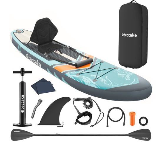 Planche De Stand-up Paddle Zenon, 2 En 1, Gonflable, Kit Complet - Turquoise/orange