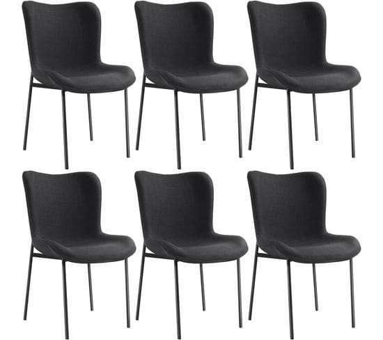 Lot 2 Chaises Rembourrées Tessa - Tissu Noir/noir