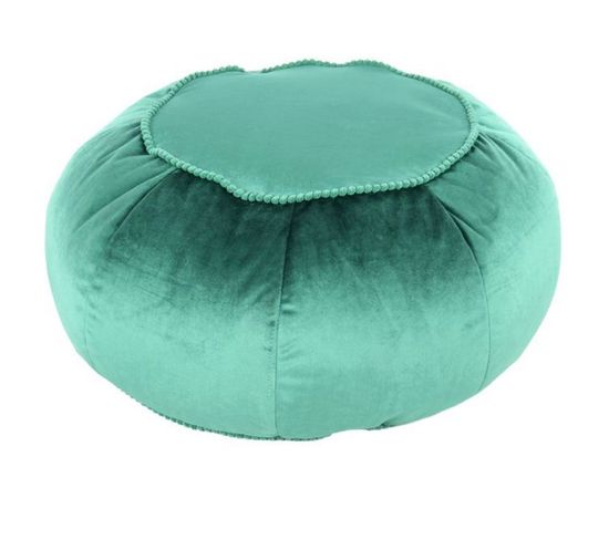 Pouf Rond En Velours "taj Mahal" 65cm Vert