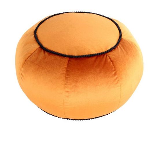 Pouf Rond En Velours "taj Mahal" 65cm Bronze