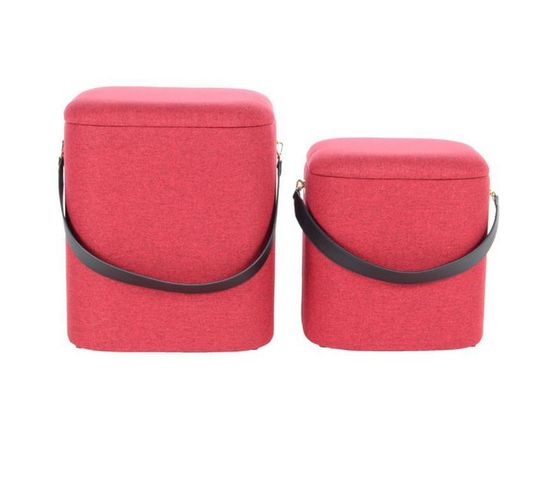 Lot De 2 Poufs et Coffres De Rangement "arabella" 44cm Rouge et Noir