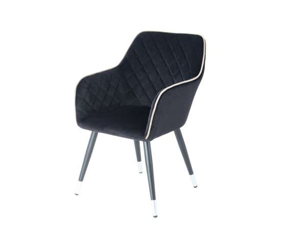 Chaise Déco En Velours "amino" 86cm Noir et Gris