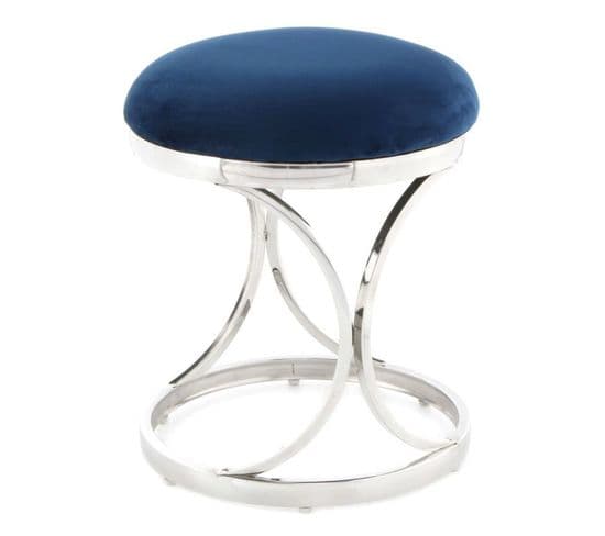 Tabouret Design "weyda" 49cm Bleu et Argent