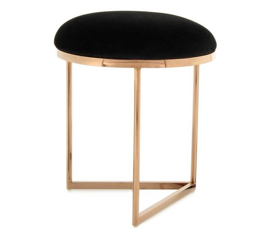 Tabouret Design "wynona" 49cm Noir et Or Rose