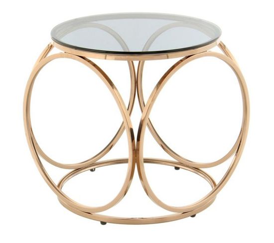 Table D'appoint Design "whitney" 52cm Gris Et Or Rose