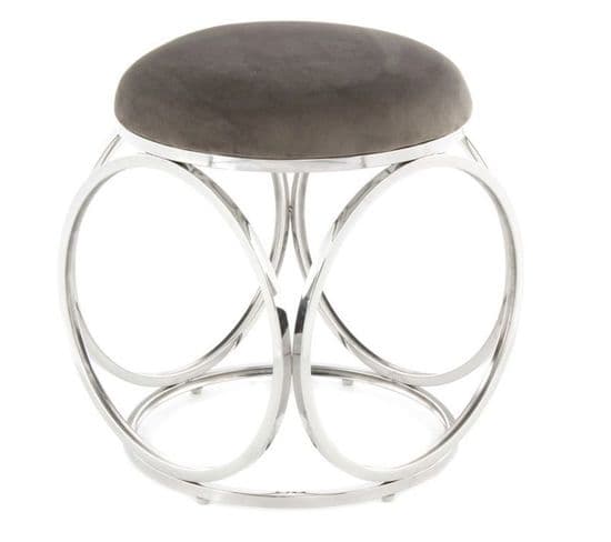 Tabouret Design "whitney" 45cm Gris et Argent