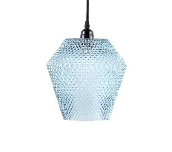 Lampe Suspension En Verre "nomi" 27cm Bleu