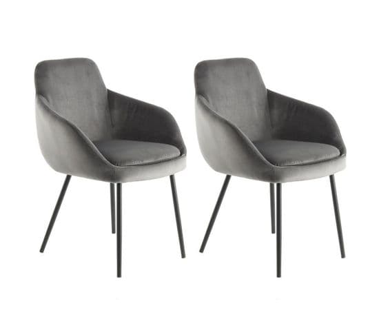 Lot De 2 Chaises En Velours "cobain" 81cm Gris