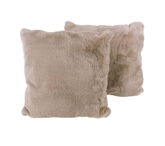 Lot De 2 Coussins Déco "aimée" 45x45cm Taupe