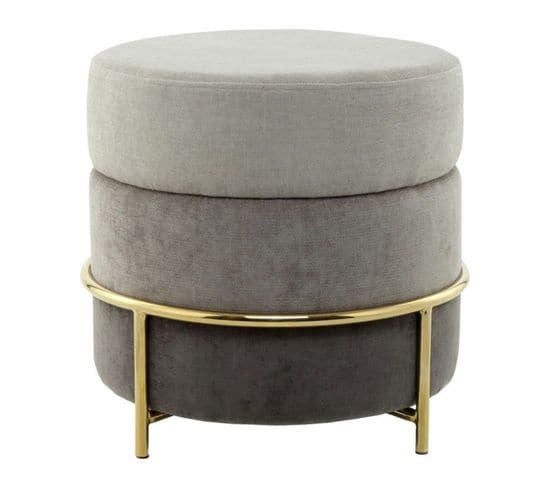 Pouf Design En Velours "matilda" 48cm Gris