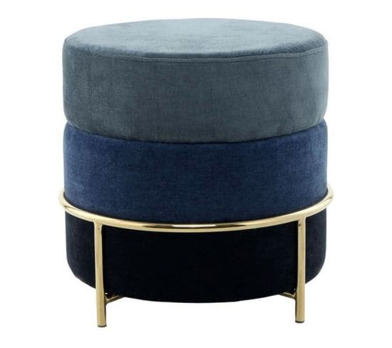 Pouf Design En Velours "matilda" 48cm Bleu