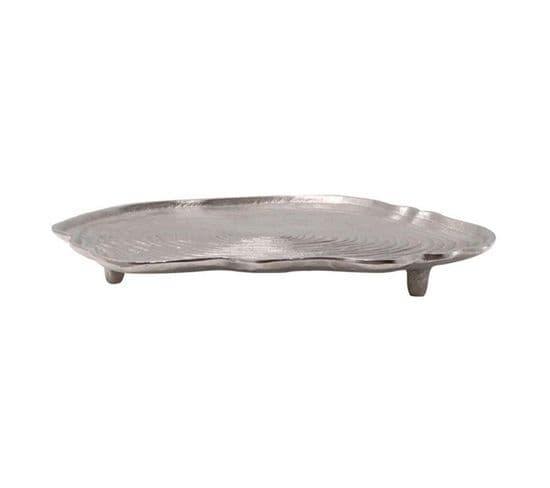 Plateau Décoratif "wood Art" 39cm Argent