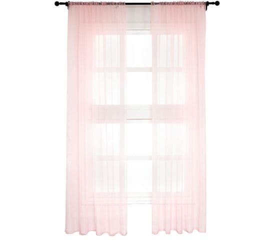 2 Pièce Voilage Rideau En Voile Paravent. Pour Porte Fenêtre Balcon. 140x245 Cm. Rose. Vh5511rs-2