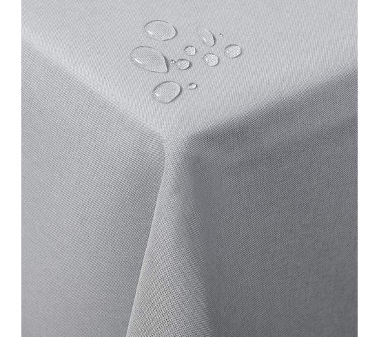 Nappe De Table. Aspect Lin.décoration De Table Imperméable.135 X 180 Cm.gris Clair