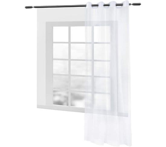1 Pièce Rideau Voilage Transparent À Oeillets. Décoration Pour Fenêtre. 140x245 Cm. Blanc. Vh5510ws