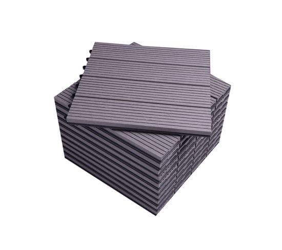 Lot De 11 Dalle De Terrasse En Composite Bois-plastique.1m².30x30 cm.gris Clair