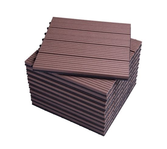 Lot De 11 Dalle De Terrasse En Composite Bois-plastique.1m².30x30 cm.brun