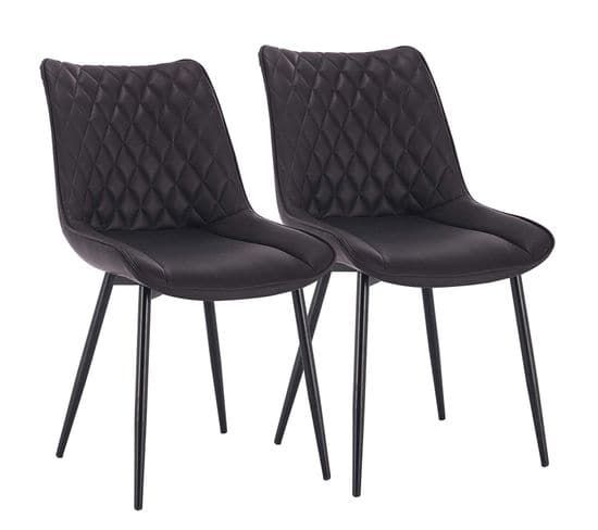 2x Chaises De Salle À Manger En Similicuir - 46x40 5x85 5cm - Pieds En Métal- Anthracite