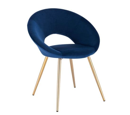 Chaise De Salle À Manger En Velours Pieds En Métal - Bleu