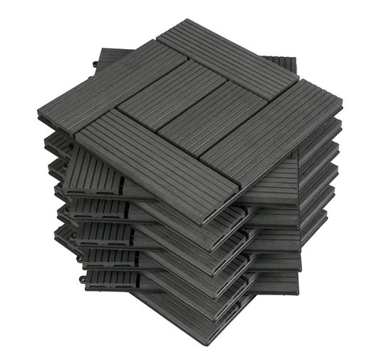 11 Pièces Carrelage De Sol.30x30 cm.pour Jardin Terrasse Extérieur Fixation Plug-in.anthracite (1m²)