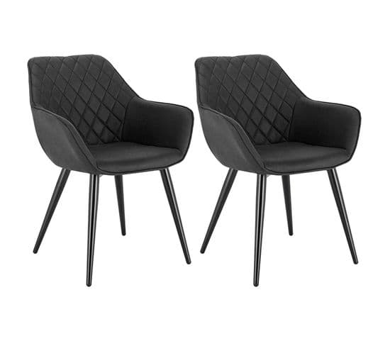 2xchaises De Salle À Manger Siège En Velours Chaise De Cuisine Pied En Métal Anthracite