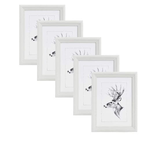 Set De 5 Cadre Photo. Blanc. 30x45cm.artos Style En Bois Et Verre.cadre Décoration Pour La Maison.