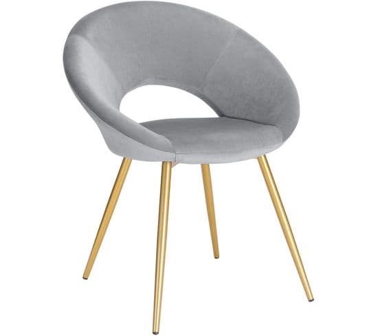 Chaise De Salle À Manger En Velours Pieds En Métal - Gris Clair