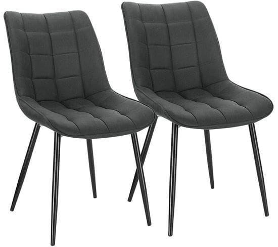 2x chaises De Salle À Manger Siège En Tissu simili-cuir Chaises De Cusine Pieds En Métal Noir
