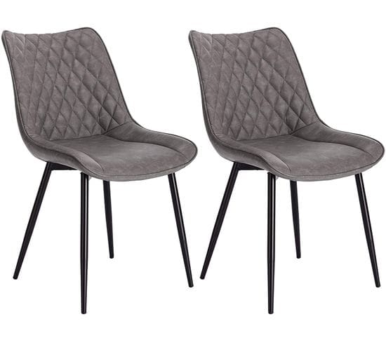 2xchaises De Salle À Manger En Similicuir - + Métal  - Gris Foncé