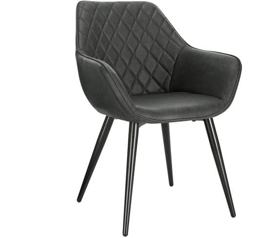 Chaise De Salle À Manger En Similicuir Pieds En Métal - Gris