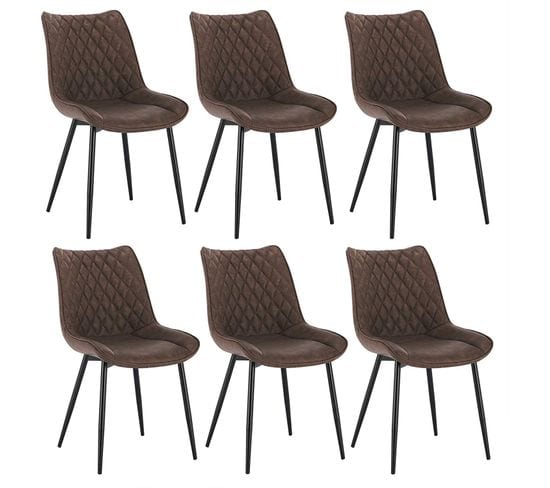 6xchaises De Salle À Manger En Similicuir  - + Métal  - Brun