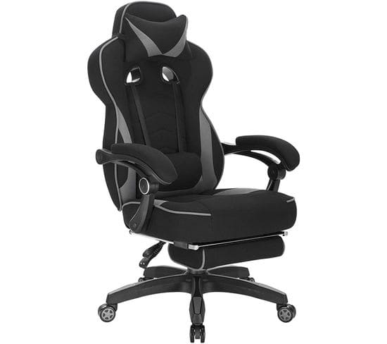 Fauteuil De Bureau.chaise De Gaming Avec Appuie-tête Et Repose-pieds.siège En Tissu.girs