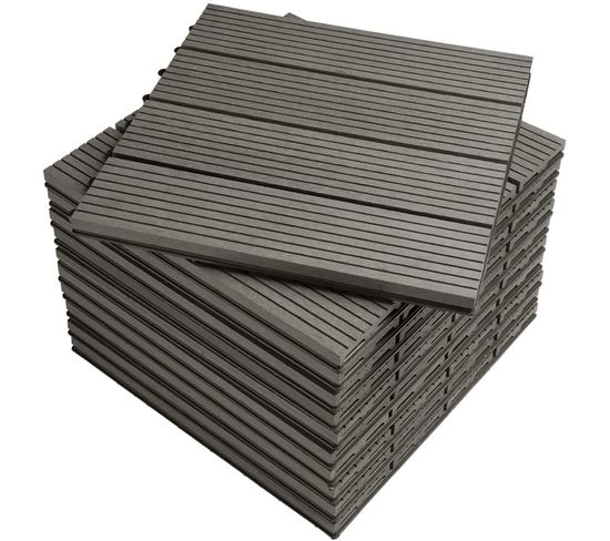 Carrelage De Sol Dalle Wpc 30x30 cm.jardin Terrasse En Bois-plastique.anthracite(22 Pièces/2 M²)